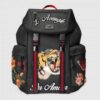 GUCCI TECHPACK BACKPACK WITH EMBROIDERY  BLACK TECHNO CANVAS