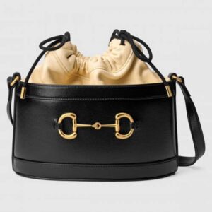 Gucci 1955 Horsebit Bucket Bag In Black Calfskin