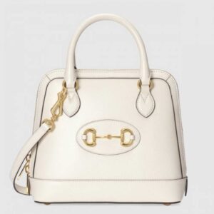 Gucci 1955 Horsebit Small Top Handle Bag In White CalfskinGucci