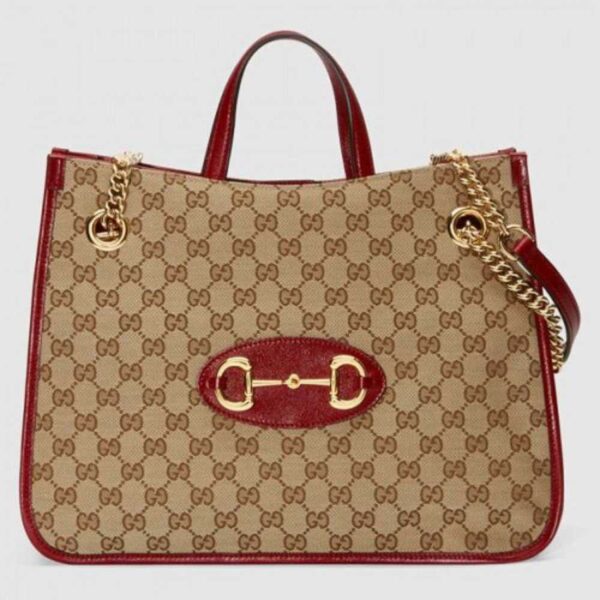 Gucci 623695 Gucci 1955 Horsebit large tote bag in Original GG canvas With Red Leather