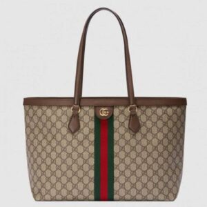 Gucci 631685 Ophidia GG medium tote Bag In Beige/ebony GG Supreme canvas