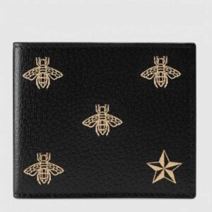 Gucci Bee Star Leather Bi-fold Wallet 495055