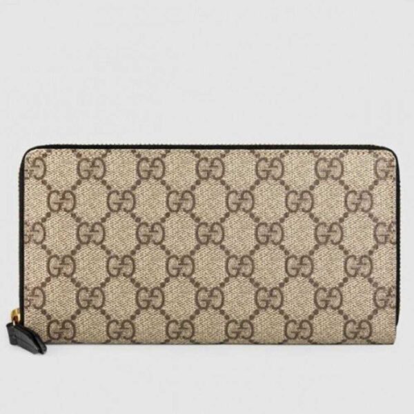 Gucci Beige GG Supreme Zip Around Wallet