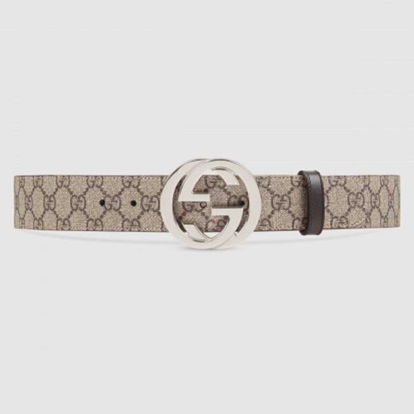 Gucci Beige/ebony GG Supreme Belt With G Buckle