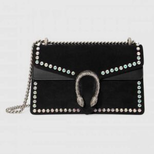 Gucci Black Dionysus Suede Crystal Small Shoulder Bag