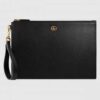 Gucci Black GG Marmont Leather Portfolio Pouch