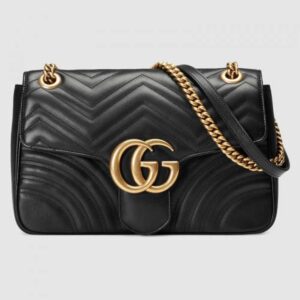 Gucci Black GG Marmont Medium Matelasse Shoulder Bag