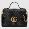 Gucci Black GG Marmont Medium Top Handle Bag