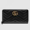 Gucci Black GG Marmont Zip Around Wallet With Pearls