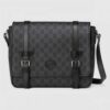 Gucci Black GG Messenger Bag with Double Belts