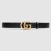 Gucci Black Leather Belt With Double G Buckle