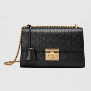 Gucci Black Padlock Medium Guccissima Shoulder Bag