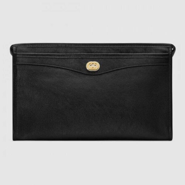 Gucci Black Portfolio Pouch Bag With Interlocking G