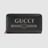 Gucci Black Print Leather Zip Around Wallet