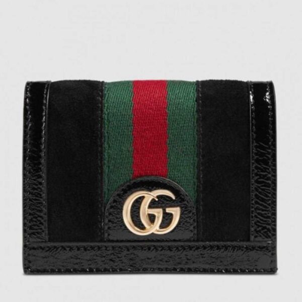 Gucci Black Suede Ophidia Card Case Wallet