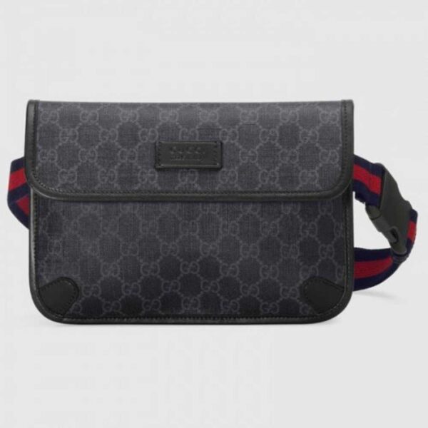 Gucci Black/grey GG Supreme canvas belt bag