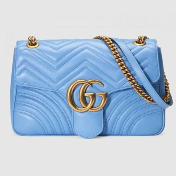 Gucci Blue GG Marmont Medium Matelasse Shoulder Bag