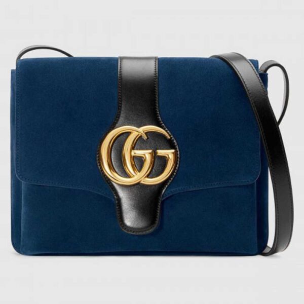 Gucci Blue Suede Arli Medium Shoulder Bag