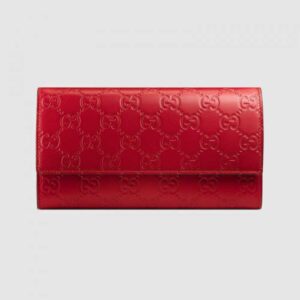 Gucci Continental Flap Wallet In Red Guccissima Leather