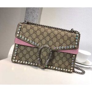 Gucci Dionysus GG Small Crystal Shoulder Bag 400249 Pink 2018