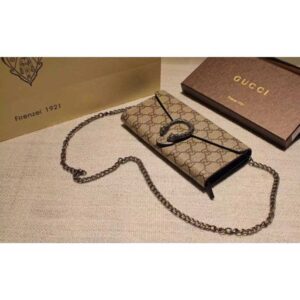 Gucci Dionysus GG Supreme Chain Wallet Black