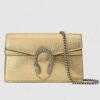 Gucci Dionysus Super Mini Bag In Gold Lame Leather