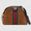 Gucci Domed Shape Ophidia Web GG Small Shoulder Bag 499621 Suede Brown