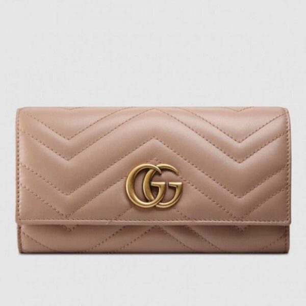 Gucci Dusty Pink GG Marmont Continental Wallet