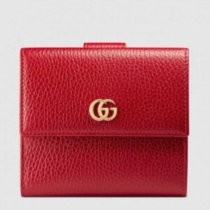 Gucci French Flap Wallet In Red Leather