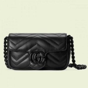 Gucci GG Marmont In Black Matelasse Leather Belt Bag