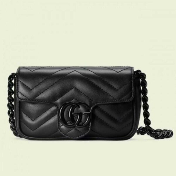 Gucci GG Marmont In Black Matelasse Leather Belt Bag