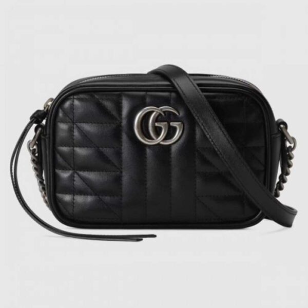 Gucci GG Marmont Mini Camera Bag In Black Matelasse Leather