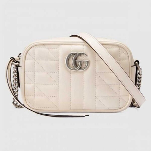 Gucci GG Marmont Mini Camera Bag In White Matelasse Leather