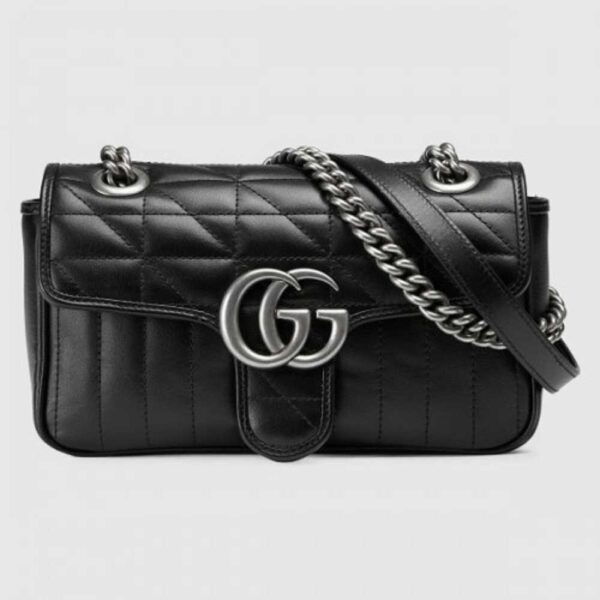 Gucci GG Marmont Mini Shoulder Bag In Black Matelasse Leather