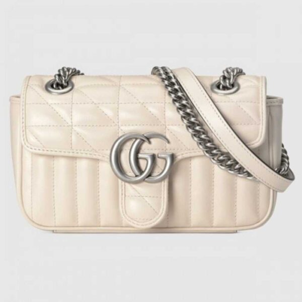 Gucci GG Marmont Mini Shoulder Bag In White Matelasse Leather