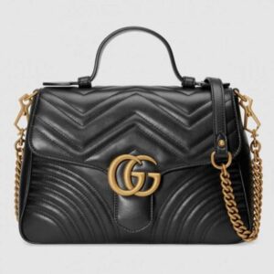 Gucci GG Marmont Mini Top Handle Bag In Black Leather