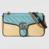 Gucci GG Marmont Small Bag In Blue/Butter Diagonal Leather