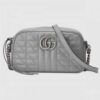 Gucci GG Marmont Small Shoulder Bag In Grey Matelasse Leather