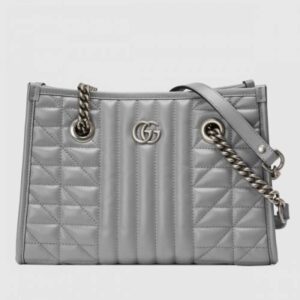 Gucci GG Marmont Small Tote In Grey Matelasse Leather