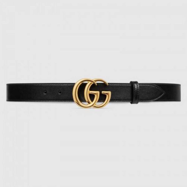 Gucci GG Marmont leather belt with shiny buckle