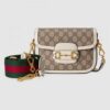 Gucci Horsebit 1955 Mini Bag In GG Supreme With White Trim