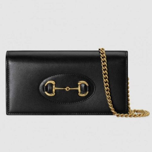 Gucci Horsebit 1955 Wallet With Chain In Black Leather