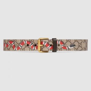 Gucci Kingsnake Print GG Supreme Belt With Square Buckle