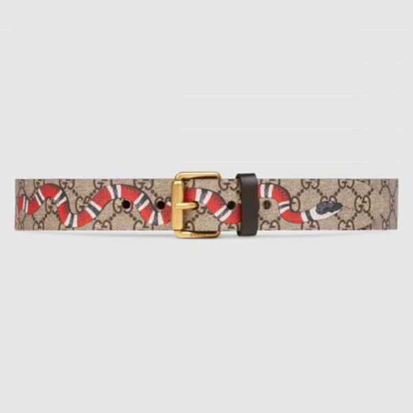 Gucci Kingsnake Print GG Supreme Belt With Square Buckle