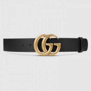 Gucci Leather belt with Double G buckle 1.5" width