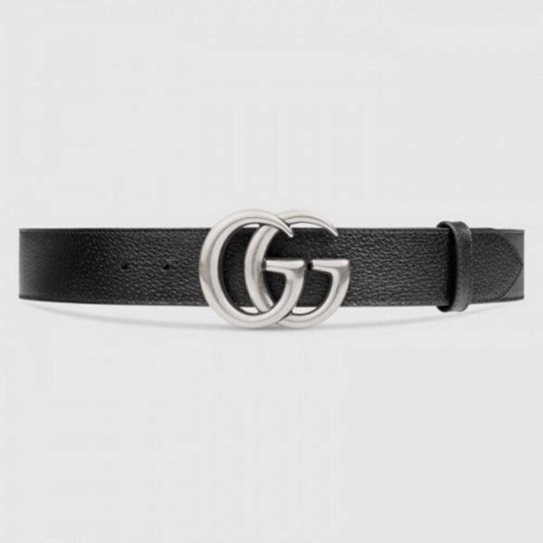 Gucci Leather belt with Double G buckle black 406831