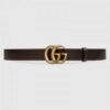 Gucci Leather belt with Double G buckle dark brown