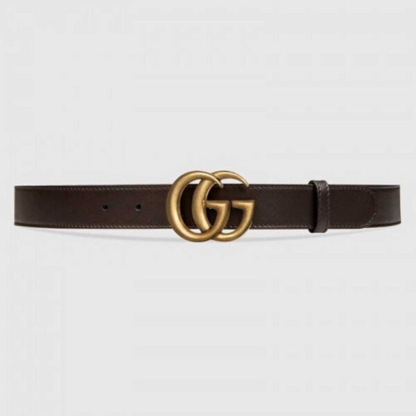 Gucci Leather belt with Double G buckle dark brown