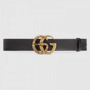 Gucci Leather belt with Double G buckle with snake black 458949