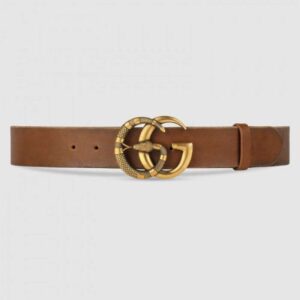 Gucci Leather belt with Double G buckle with snake cuir 458949